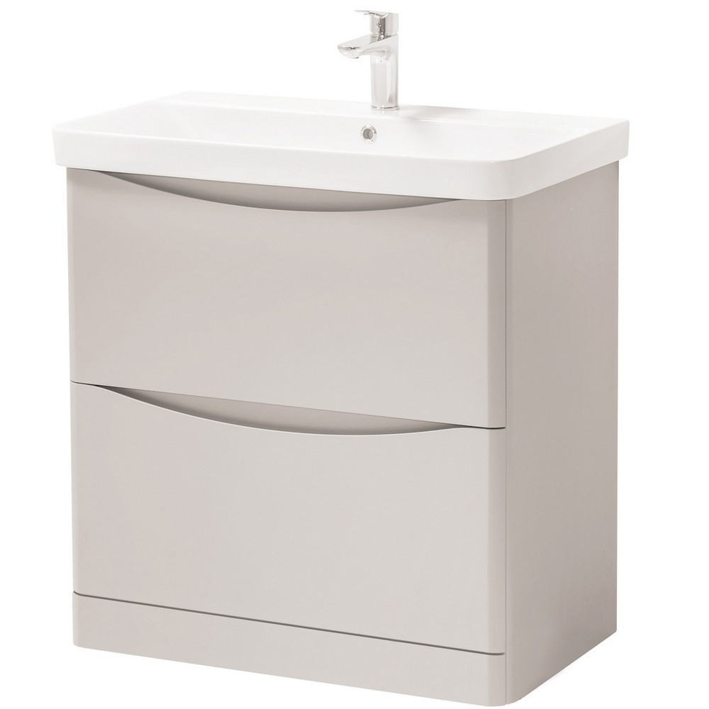 Kartell Arc 800mm Floor Standing Two Drawer Unit and Ceramic Basin Cashmere