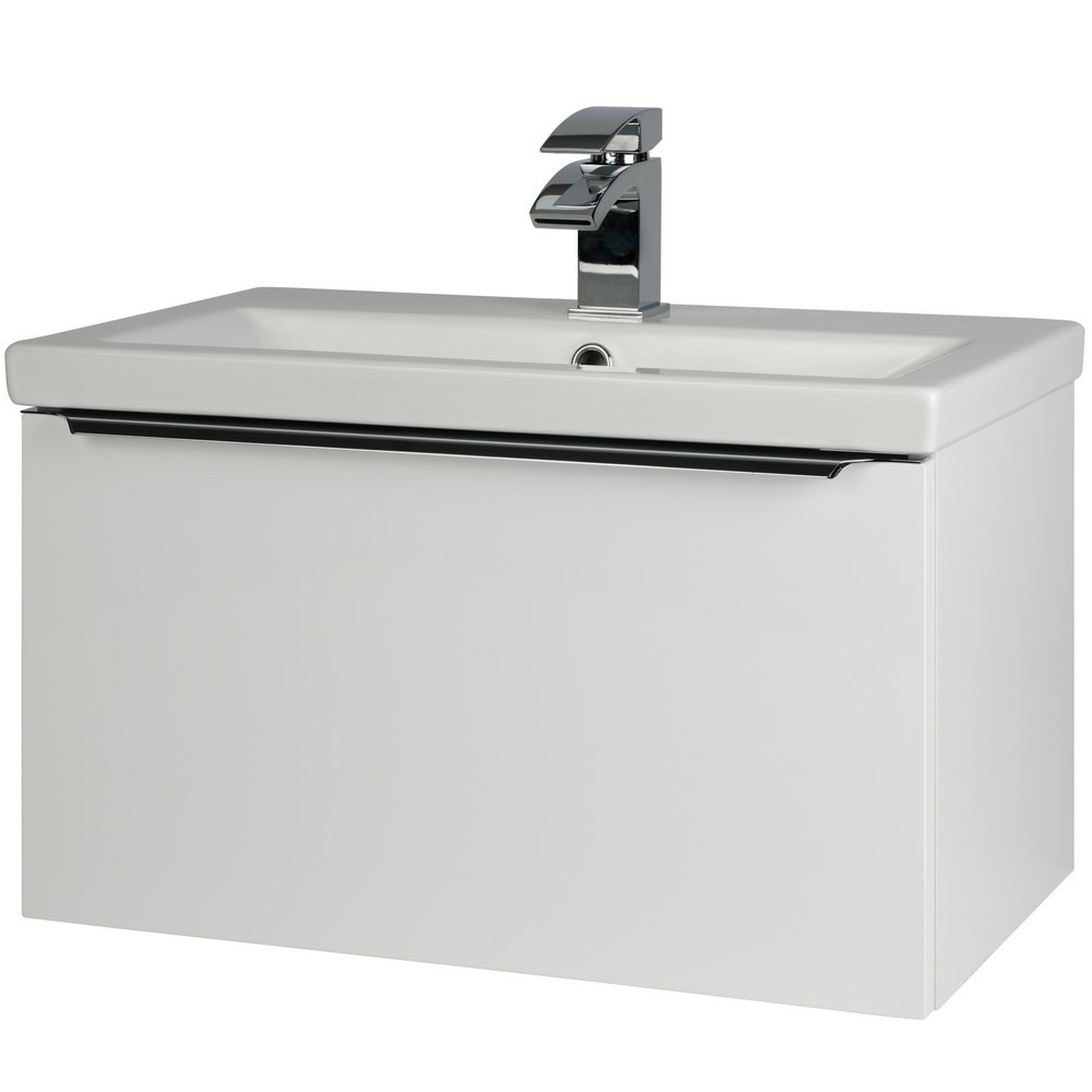 Kartell Kore 600mm Wall Mounted Drawer Unit and Ceramic Basin Gloss White