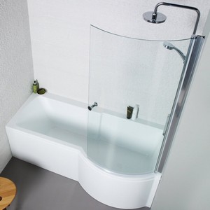 Kartell Adapt P-Shaped Shower Bath 1500 X 850mm Right Hand