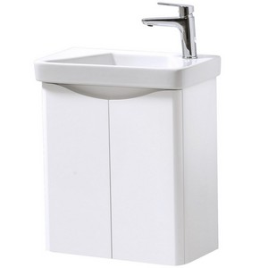 Kartell Arc 500mm Wall Mounted Two Door Cloakroom Unit and Ceramic Basin Gloss White