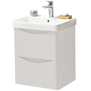 Kartell Arc 500mm Wall Mounted Two Drawer Unit and Ceramic Basin Cashmere