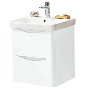Kartell Arc 500mm Wall Mounted Two Drawer Unit and Ceramic Basin Gloss White