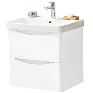 Kartell Arc 600mm Wall Mounted Two Drawer Unit and Ceramic Basin Gloss White