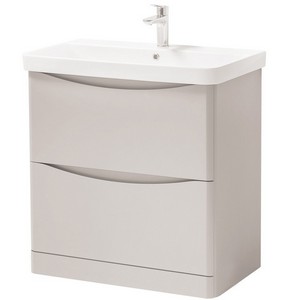 Kartell Arc 800mm Floor Standing Two Drawer Unit and Ceramic Basin Cashmere