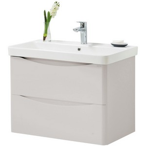 Kartell Arc 800mm Wall Mounted Two Drawer Unit and Ceramic Basin Cashmere
