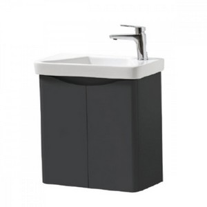 Kartell Cayo 500mm Wall Mounted 2 Door Unit & Ceramic Basin - Anthracite