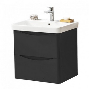 Kartell Cayo 600mm Wall Mounted 2 Drawer Unit & Ceramic Basin - Anthracite