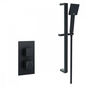 Kartell Nero Square Concealed Shower with Adjustable Slide Rail Kit