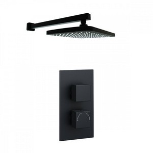 Kartell Nero Square Concealed Shower with Overhead Drencher