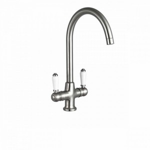 Kartell Traditional Kitchen Sink Mixer Tap in Brushed Steel